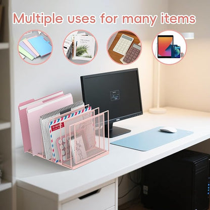 File Organizer for Desk, 5-Section Vertical File Sorter, Paper Holder Organizer - Image 3