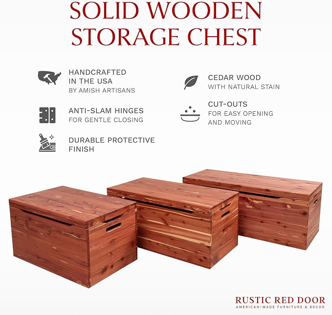 Amish Made Wooden Storage Chest Trunk Box - Image 2