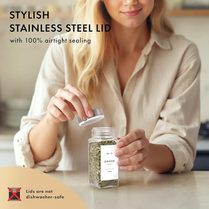 Glass Spice Jars with Label and Stainless Steel Lids Spice Containers with 240 - Image 6