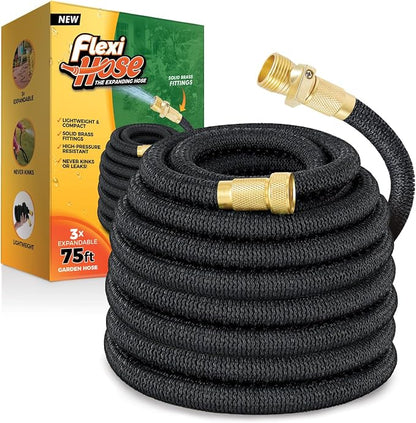 Flexi Hose Lightweight Expandable Garden Hose, 75FT -Retractable Garden Hose by FlexiHose