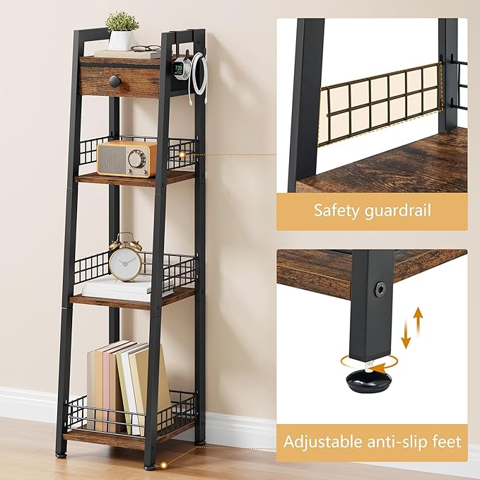 4-Tier Narrow Bathroom Table Ladder Shelf - Image 5