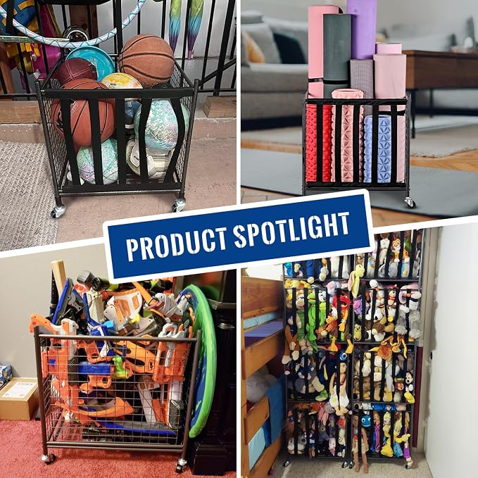 Mythinglogic Rolling Sports Ball Storage Cart, Sports Lockable Ball Storage - Image 5