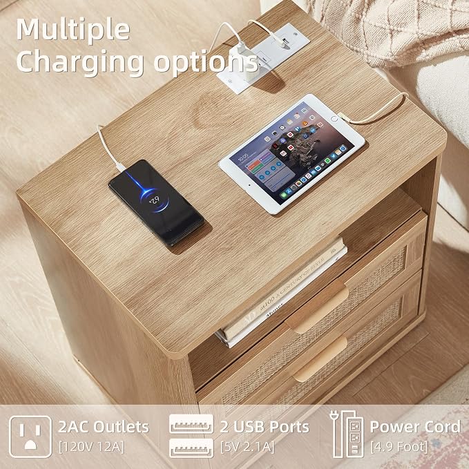 LEYAOYAO Rattan Nightstands Set of 2 - Image 6
