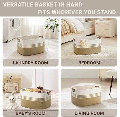 45L Small Laundry Basket with Leather Handles - Image 4
