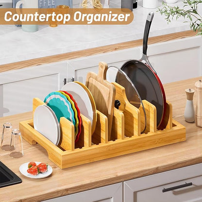 Bamboo Pot and Pan Organizer, Pot Lid Organizer Holder Rack - Image 5