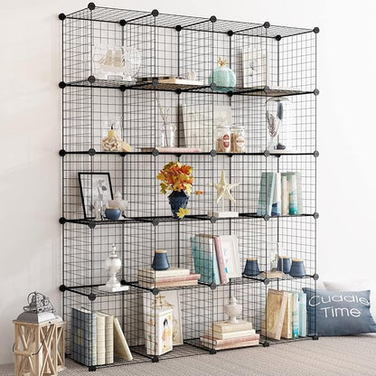 TUMUCUTE Wire Cube Storage Organizer, 25-Cube Modular Mental Grids Bookshelf - Image 6