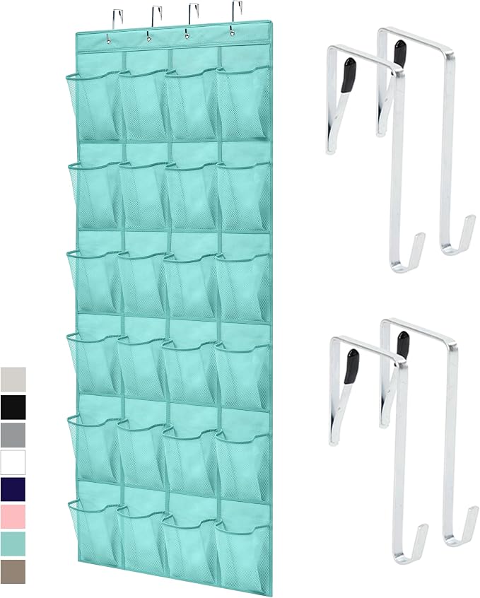 GORILLA GRIP Over the Door Shoe Organizer, 24 Large Breathable Mesh Pockets by GorillaGrip