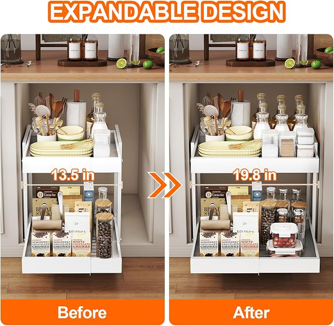 Golener 2-Tier Expandable Pull Out Cabinet Organizer - Image 2
