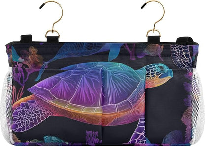 Colorful Gradient Turtle Fish and Coral Bedside Caddy by QwThum