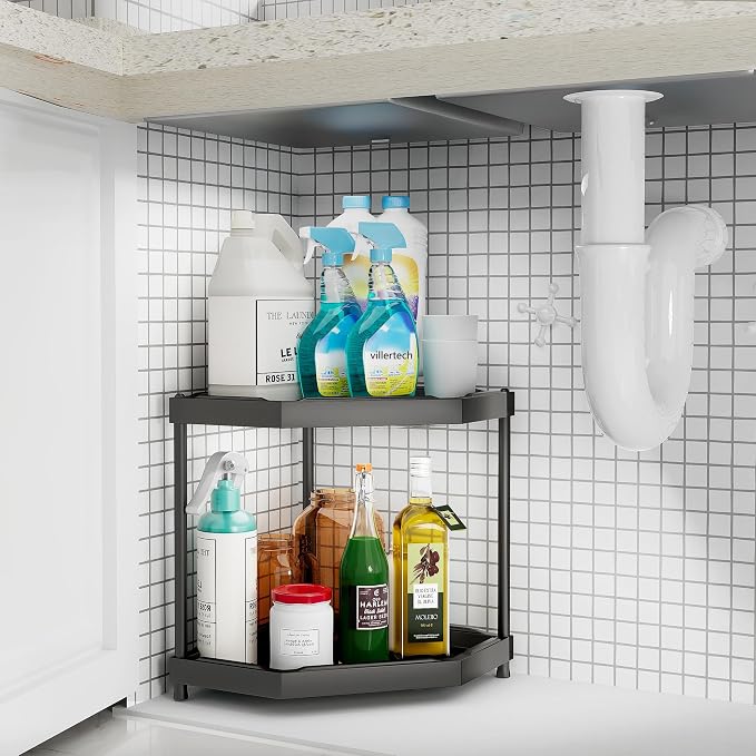 Corner Shelves Small Corner Bookshelf Kitchen Bathroom Standing Shelf Display - Image 4