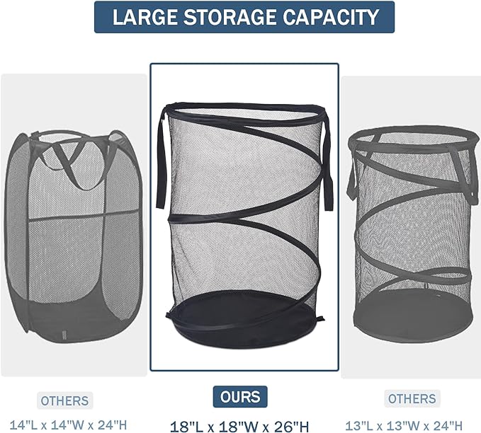 Mesh Popup Laundry Hamper 115L Foldable Laundry Basket Extra Large Capacity - Image 2