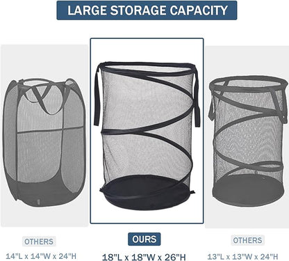 Mesh Popup Laundry Hamper 115L Foldable Laundry Basket Extra Large Capacity - Image 2
