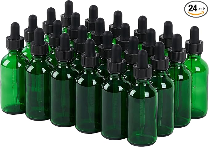 24 Pcs, 2oz Glass Dropper Bottle, Leakproof Tincture Bottles by SprayDroplet