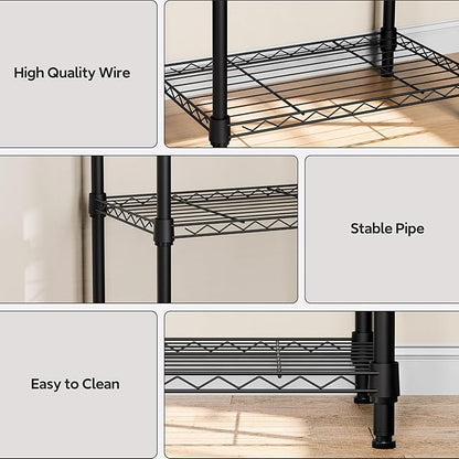 4 Tiers Shelf Metal Storage Shelves Wire Rack Closet Organizers - Image 4