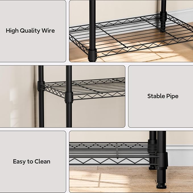 3 Tiers Shelf Metal Storage Shelves Wire Rack Closet Organizers - Image 3