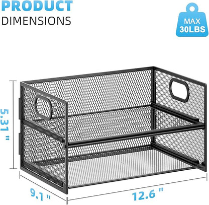 Marbrasse 2 Tier Paper Organizer Letter Tray, Mesh File Organizer - Image 5