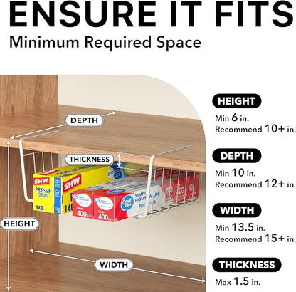 Simple Houseware 6PK Under Shelf Basket - Image 3