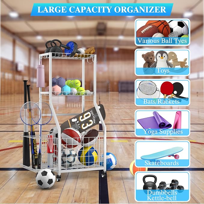 Sports Equipment Garage Organizer, Garage Ball Storage Rack - Image 3