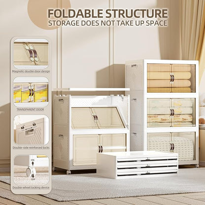 312 QT / 78 Gal Large Foldable Stackable Plastic Storage Cabinet - Image 3