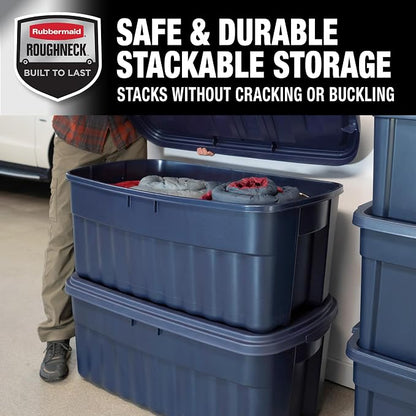 Rubbermaid Roughneck Tote 50 Gal, 2 Pack, Made in USA, Dark Indigo Metallic - Image 4