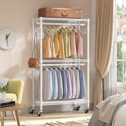 VIPEK R2 Medium Heavy Duty Clothes Rack Rolling Clothing Rack Adjustable Metal - Image 2