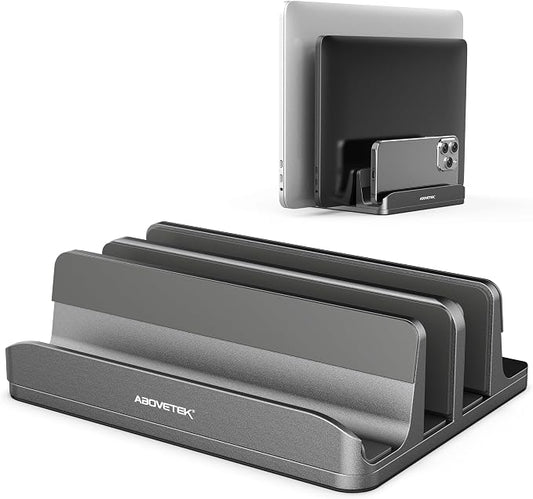 AboveTEK Vertical Laptop Stand, 3 Slots Aluminum Desk Laptop Holder & Laptop by AboveTEK