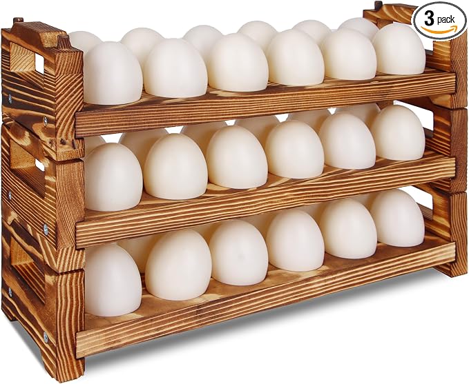 CVHOMEDECO. Wooden Egg Holder Fresh Egg Holders Countertop Firewood Egg by CVHOMEDECO