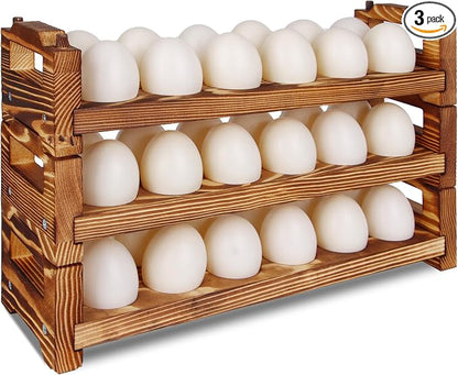 CVHOMEDECO. Wooden Egg Holder Fresh Egg Holders Countertop Firewood Egg by CVHOMEDECO