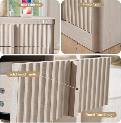 23.6" Nightstand with Charging Station, Side Table with 3 Large Storage Drawers - Image 5