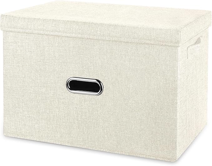 Large Linen Fabric Foldable Storage Bins by Unknown