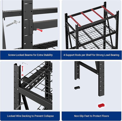 FLEXIMOUNTS 10000LBS 3 Pack Garage Shelving, 4-Tier Heavy Duty Shelving Unit - Image 6