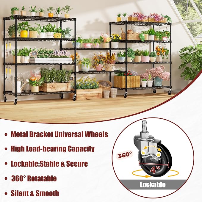 PrimeZone 2 Packs 48" W x 24" D x 81" H Heavy Duty Wire Storage Shelves - Image 8