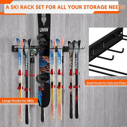 Ultrawall Wall Mount Ski Rack, Garage Ski Storage Rack, Ski Hangers - Image 5
