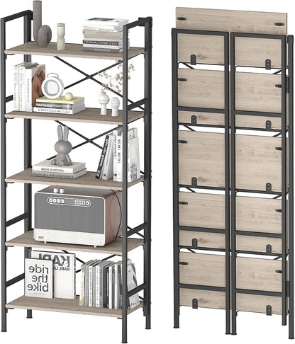 Folding Bookshelf, 5 Tier Bookcase Foldable Shelf - Image 8
