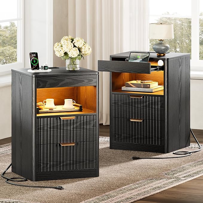 REAHOME Fluted Nightstand Set of 2 by REAHOME