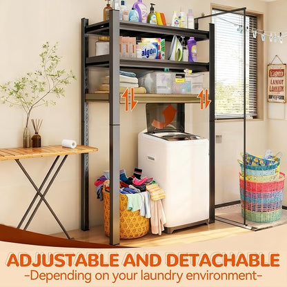 Height-Adjustable Bathroom & Laundry Storage Shelf, 3-Tier Metal Organizer Rack - Image 6
