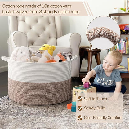 INDRESSME Large Blanket Basket, Laundry Toy Storage Baskets, Decorative Woven - Image 3