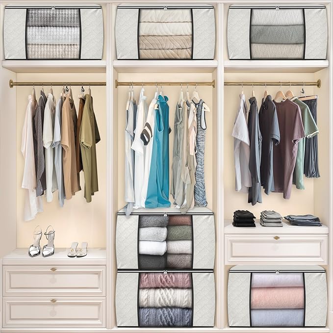 Fab totes 24 Gallons Clothes Storage, Foldable Thick Fabric Blanket Storage Bags - Image 7