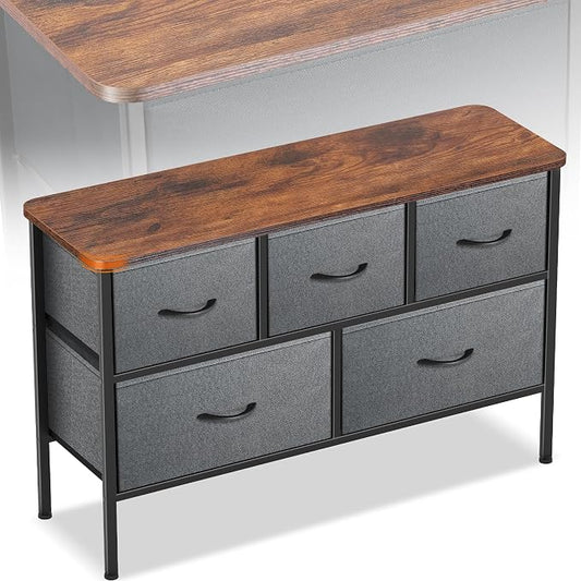 Curved Profile Dresser for Bedroom, Chest of Drawers, 5 Storage Drawers by Sonharlar