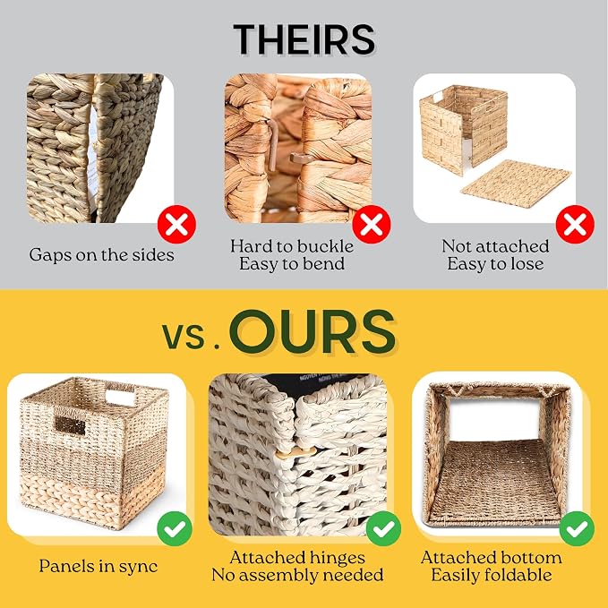 12x12 Storage Cube Bins Wicker Storage Basket - Image 6