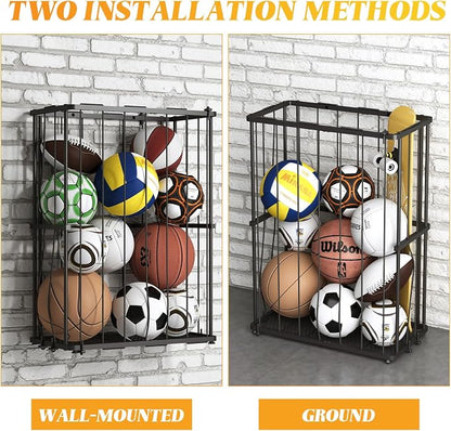 Garage Ball Storage Wall-Mounted & Floor Sports Equipment Organizer: Sports - Image 6