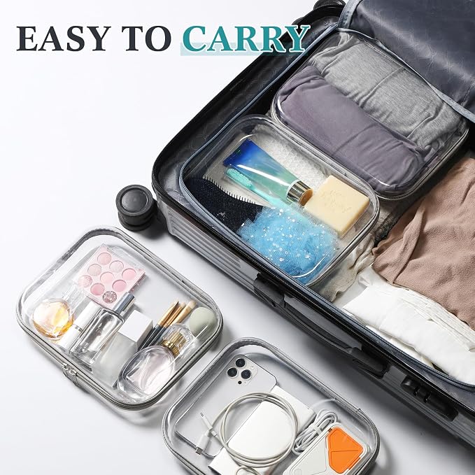 Sanwuta 6 Pcs Clear Hard Zipper Case Hard Plastic Zipper Pouches Transparent - Image 5