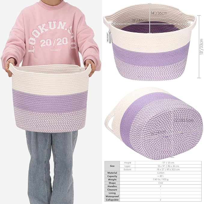 Sea Team Oval Large Cotton Rope Woven Storage Basket - Image 7