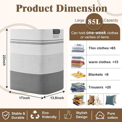 Laundry Hamper, 85L Tall Laundry Basket - Image 3