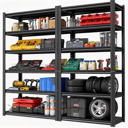 Storage Shelves, Garage Metal Shelving Unit, Adjustable, Double-Layer Column - Image 3