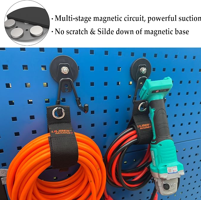 ULIBERMAGNET Heavy Duty Magnetic Garage Hooks, 4 Pack Strong Large Magnet Hook - Image 6
