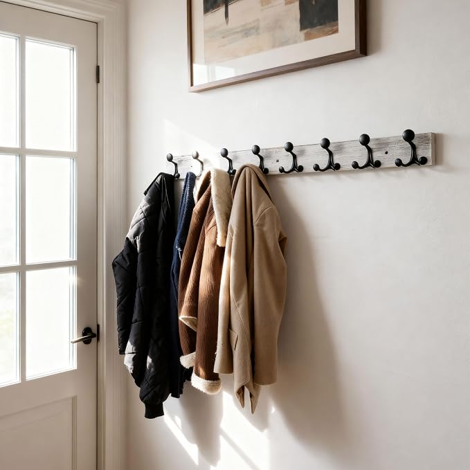 SKOLOO 43-Inch Wood Coat Rack Wall Mount - Image 3