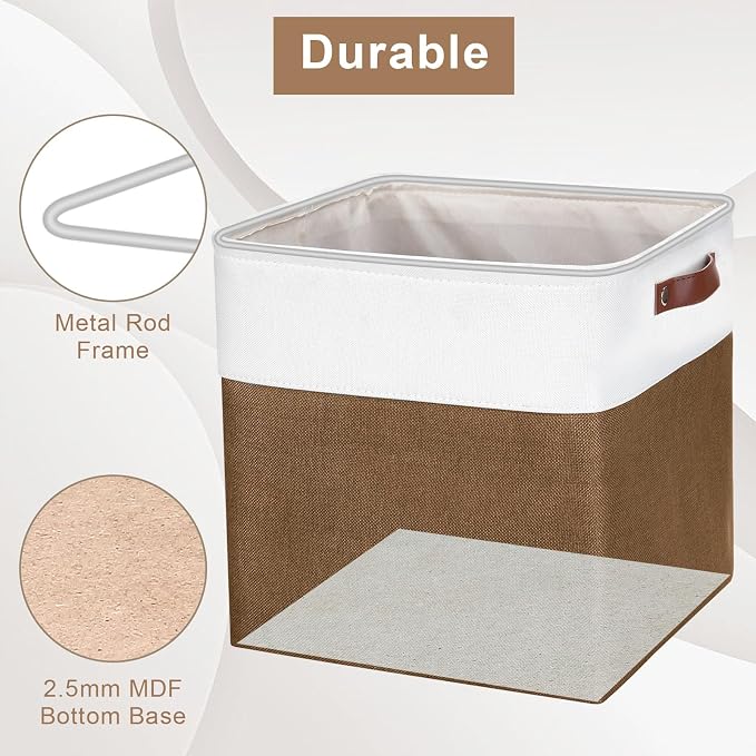 13x13 Cube Storage Bins, Collapsible Fabric Storage Box, 4 Pack Closet Baskets - Image 2