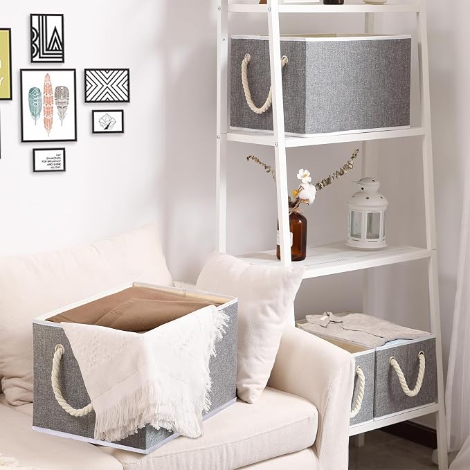 Yawinhe Foldable Storage Basket 3-Pack, Large Fabric Bins - Image 2