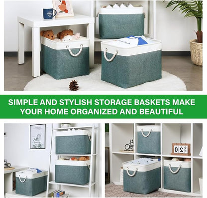Bidtakay Large Storage Baskets for Shelves 3 Pack Fabric Storage Bins for - Image 9